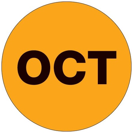 Bsc Preferred 2'' Circle - ''OCT'' Fluorescent Orange Months of the Year Labels BUY00019833